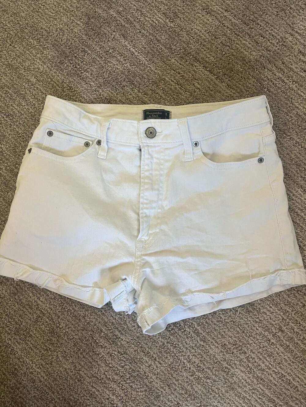 Abercrombie & Fitch High Rise White Denim Shorts Size 28